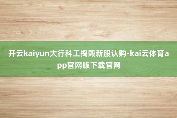 开云kaiyun大行科工捣毁新股认购-kai云体育app官网版下载官网